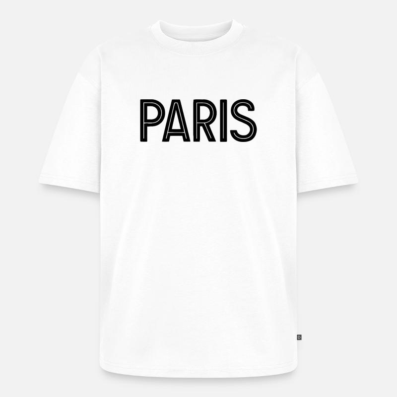 Paris Black Geometric Typography - Unisex Premium Oversized Organic T-Shirt - white