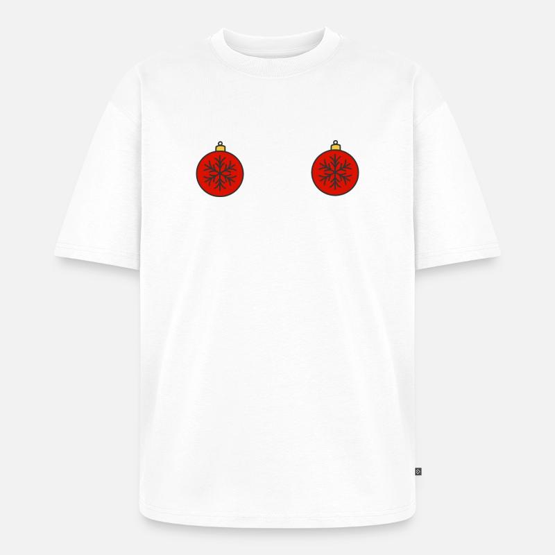 Weihnachtskugeln - Unisex Premium Oversized Bio T-Shirt - Weiß