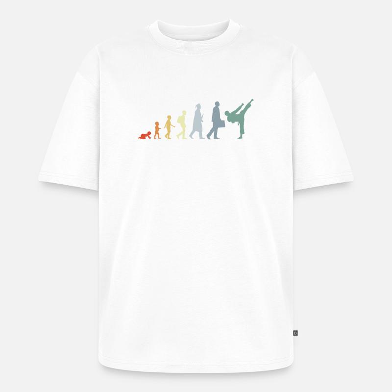 Rétro Karateka Evolution - T-shirt Premium bio oversize Unisexe - blanc
