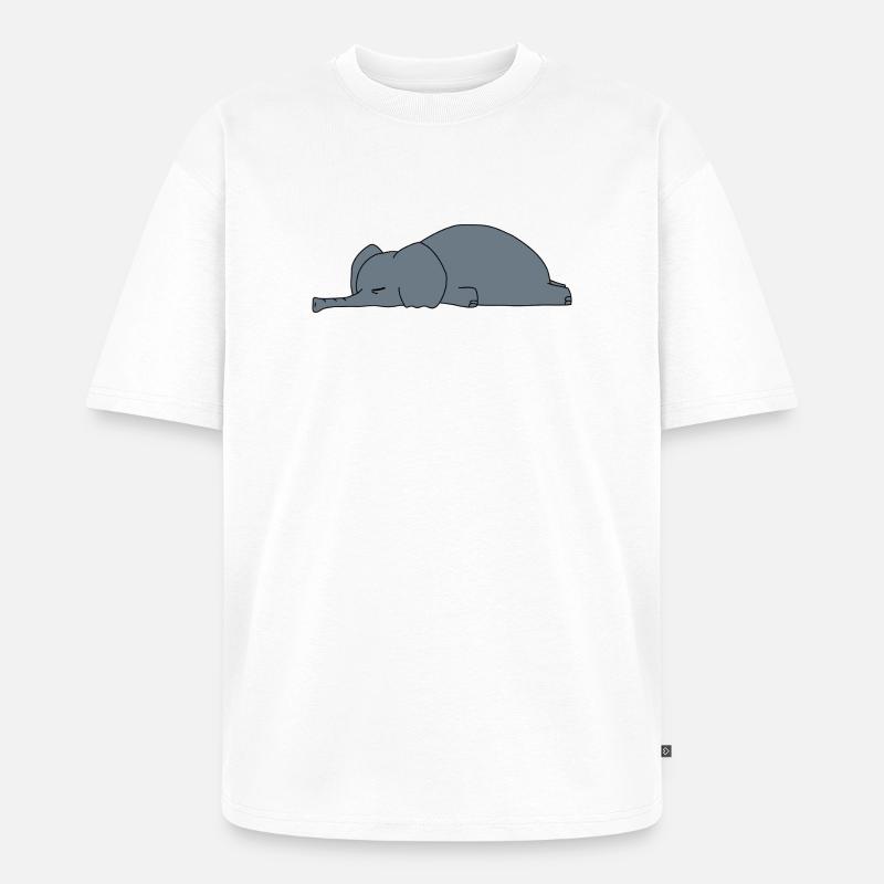 Fauler Elefant Schlaft Lustiger Sarkasmus Tierdesign - Unisex Premium Oversized Bio T-Shirt - Weiß