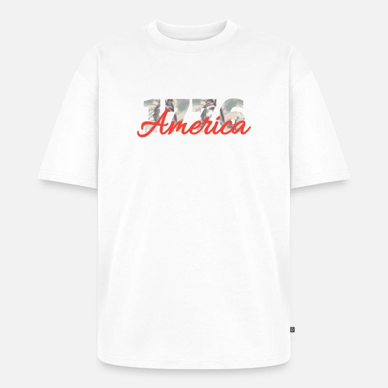 1776 America Script Overlay - Unisex Premium Oversized Bio T-Shirt - Weiß