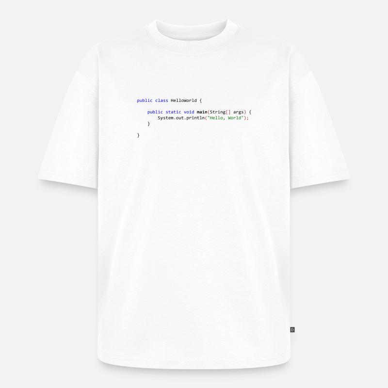 Hello World in Java - Unisex Premium Oversized Organic T-Shirt - white