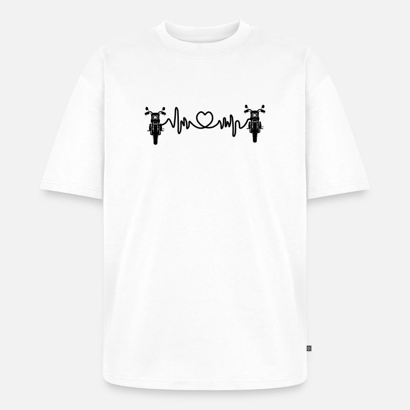 Motorische Frontansicht Cardio-Herzfrequenz 2 - Unisex Premium Oversized Bio T-Shirt - Weiß