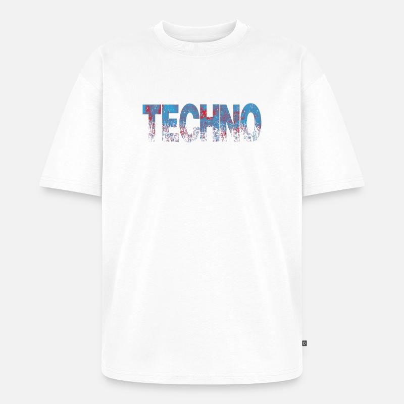 Techno Distressed Text Art - Unisex Premium Oversized Bio T-Shirt - Weiß