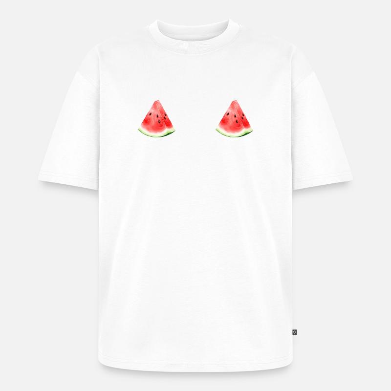 Pastèque pastèque  - T-shirt Premium bio oversize Unisexe - blanc