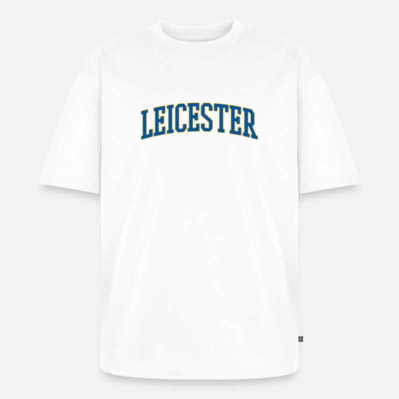 Leicester Varsity Wordmark - Unisex Premium Oversized Bio T-Shirt - Weiß