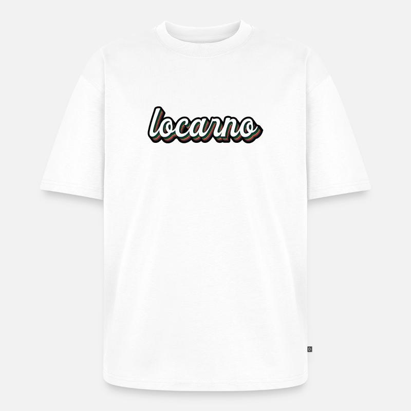 Locarno Regenbogen Script - Unisex Premium Oversized Bio T-Shirt - Weiß