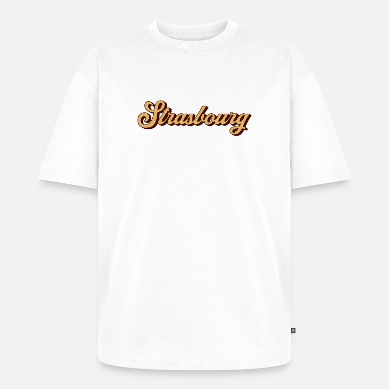 Strasbourg Script Souvenir - Unisex Premium Oversized Bio T-Shirt - Weiß