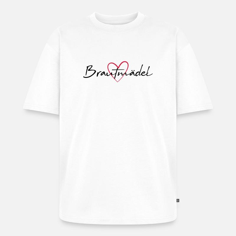 Brautmädel Herz Junggesellinnenabschied - Unisex Premium Oversized Bio T-Shirt - Weiß