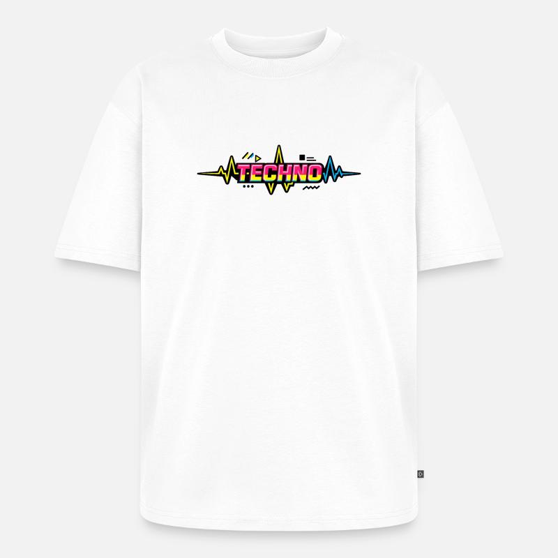 Techno Neon Pulse - Unisex Premium Oversized Bio T-Shirt - Weiß