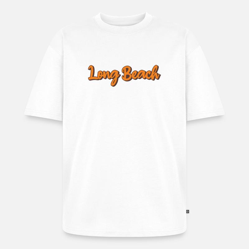 Script rétro de Long Beach - T-shirt Premium bio oversize Unisexe - blanc