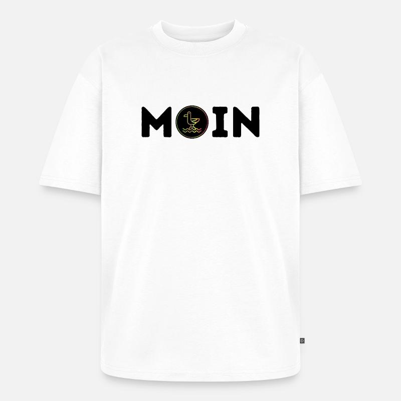 Moin mit Möwe - Unisex Premium Oversized Bio T-Shirt - Weiß