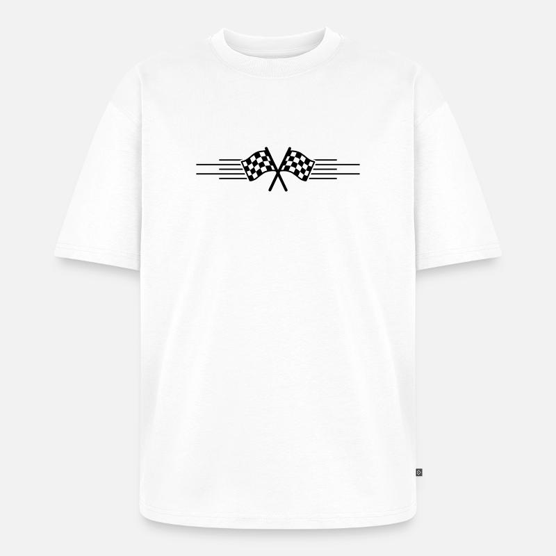 Course de drapeaux de course - T-shirt Premium bio oversize Unisexe - blanc