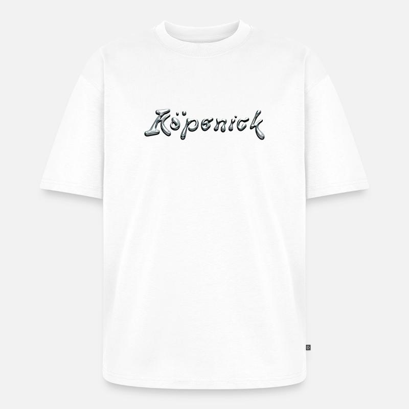 Köpenick Liquid Chrome Typography - Unisex Premium Oversized Bio T-Shirt - Weiß
