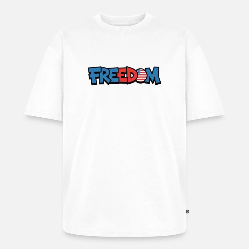 Freedom Typografie Statement Design - Unisex Premium Oversized Bio T-Shirt - Weiß
