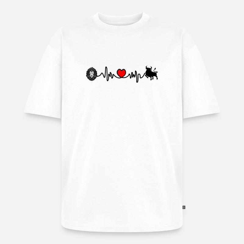 Herzfrequenz Cardio Löwe Stier - Unisex Premium Oversized Bio T-Shirt - Weiß