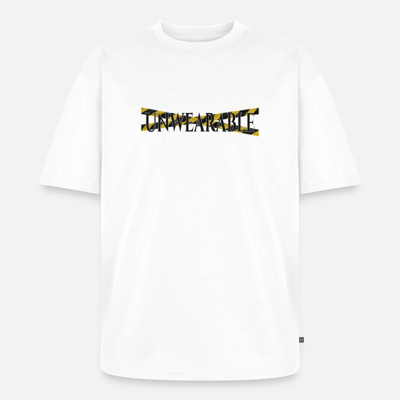 Untragbar – Statement-Design mit Warnband - Unisex Premium Oversized Bio T-Shirt - Weiß
