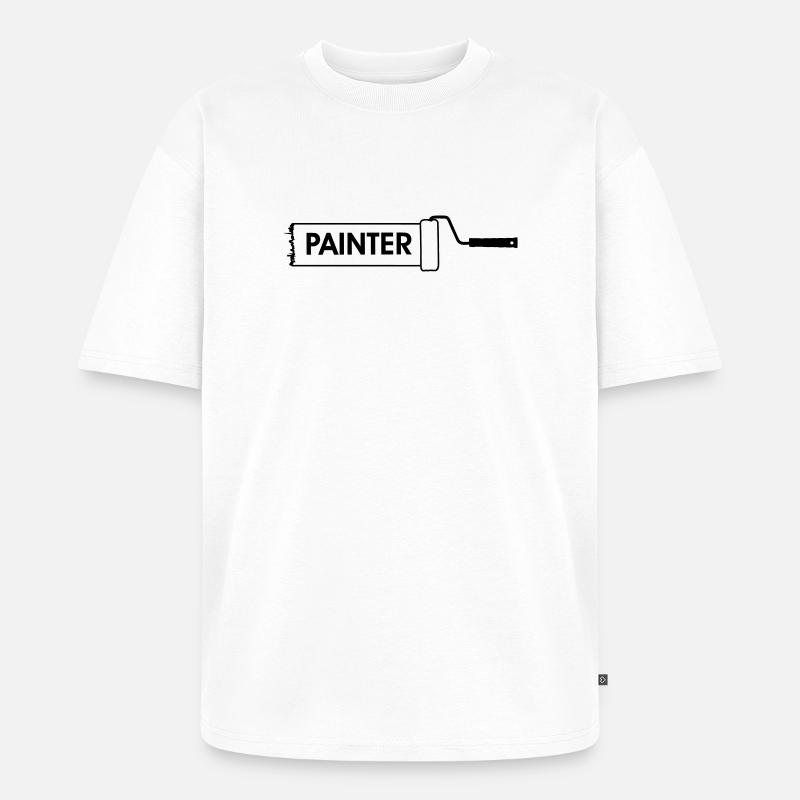 Paint roller transparent with text 'PAINTER' - Unisex Premium Oversized Organic T-Shirt - white