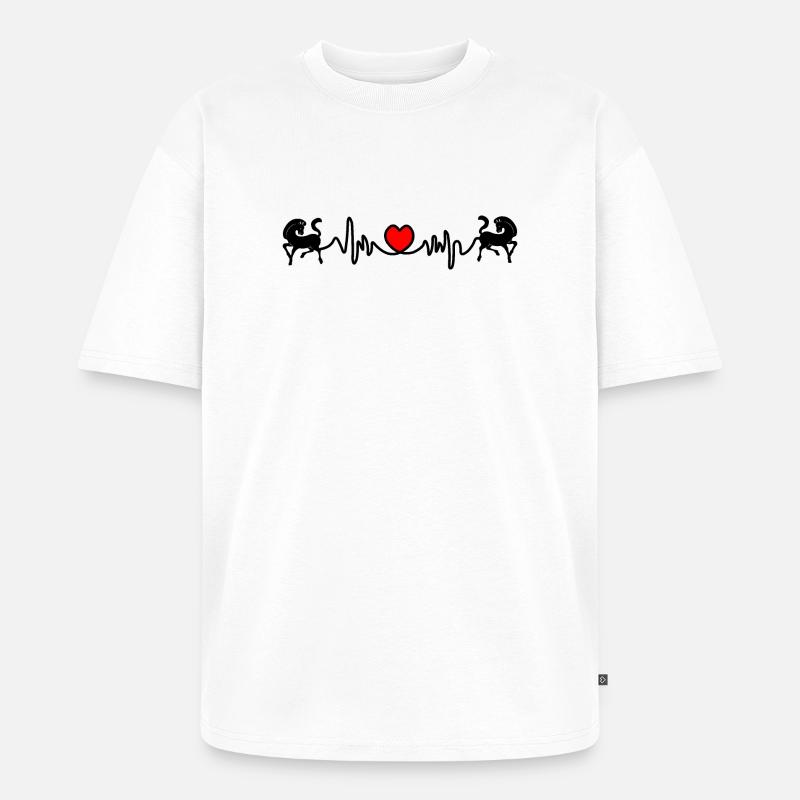 Zwei Pferde Cardio-Herzfrequenz - Unisex Premium Oversized Bio T-Shirt - Weiß