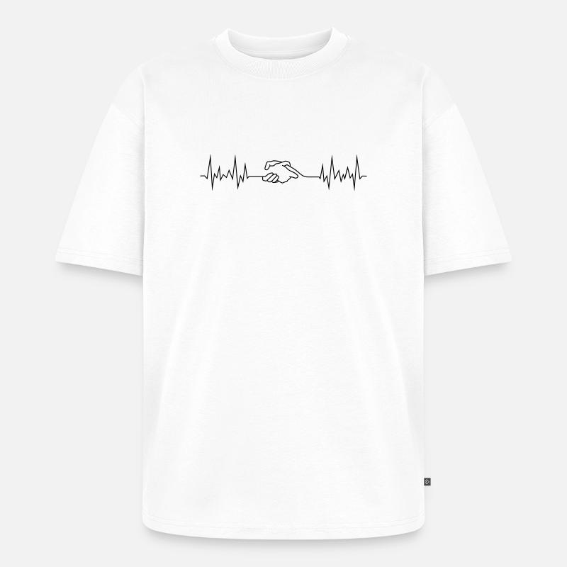 wave peace handshake - Unisex Premium Oversized Bio T-Shirt - Weiß