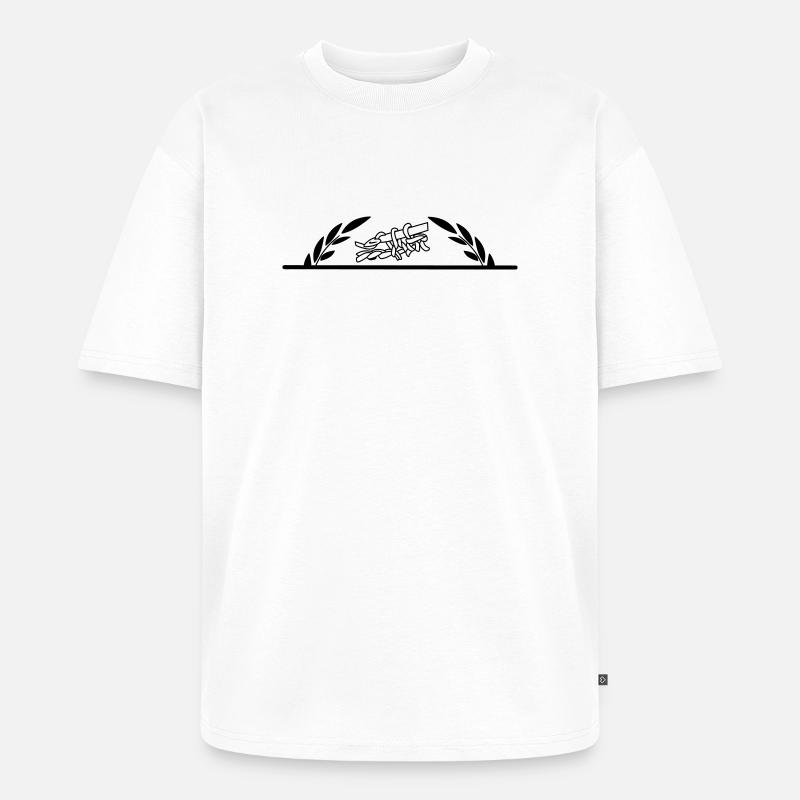 Häkeln mit halbem Lorbeerkranz - Unisex Premium Oversized Bio T-Shirt - Weiß