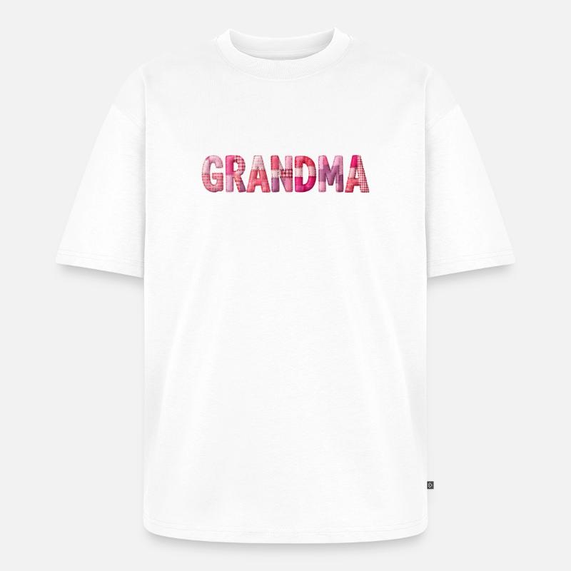 Grandmother Pink Plaid Letters Patchwork - Unisex Premium Oversized Organic T-Shirt - white