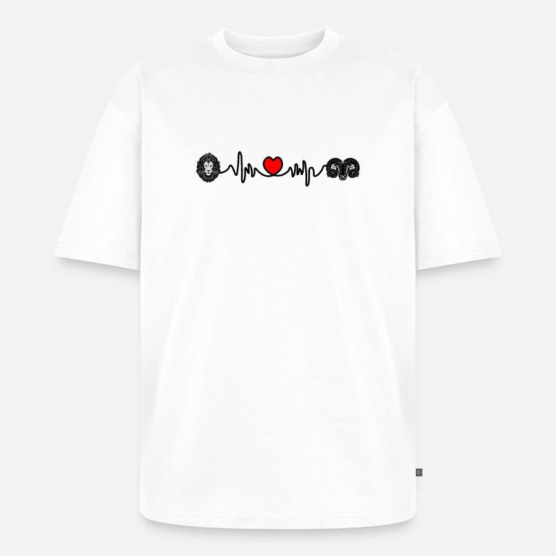 Herzfrequenz Cardio Löwe Widder - Unisex Premium Oversized Bio T-Shirt - Weiß