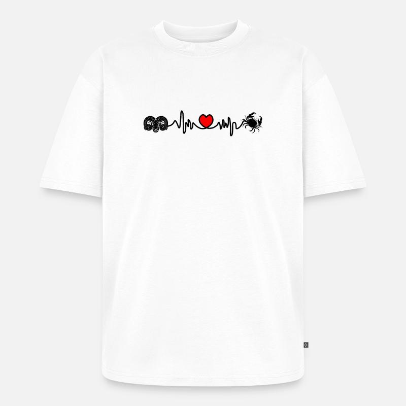 Herzfrequenz Kardio Widder Krebs - Unisex Premium Oversized Bio T-Shirt - Weiß
