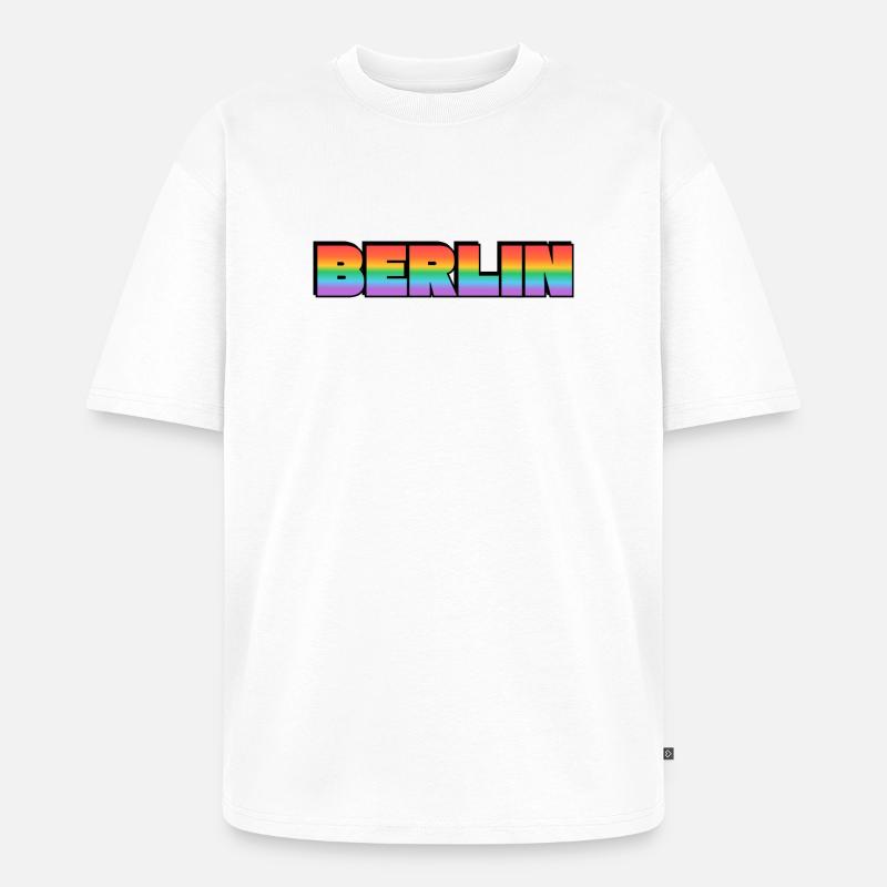 Berlin Rainbow Gradient Text LGBT - Unisex Premium Oversized Organic T-Shirt - white