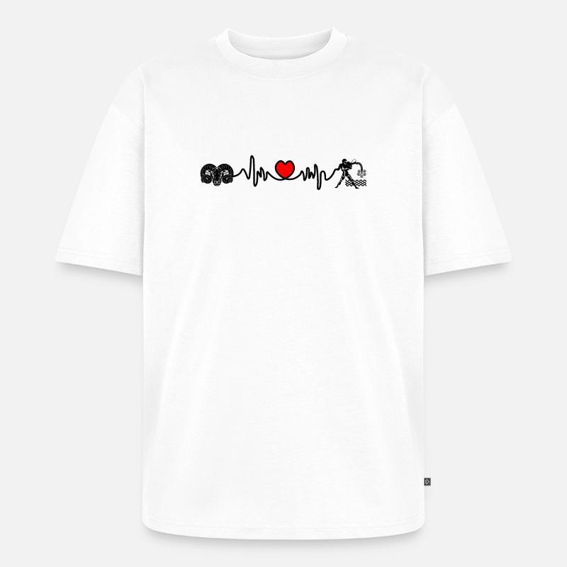 Herzfrequenz Cardio Widder Wassermann - Unisex Premium Oversized Bio T-Shirt - Weiß