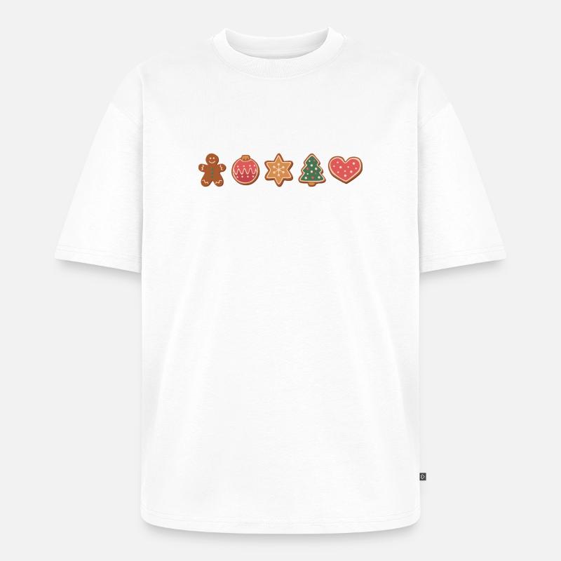Biscuits et biscuits pour Noël - T-shirt Premium bio oversize Unisexe - blanc