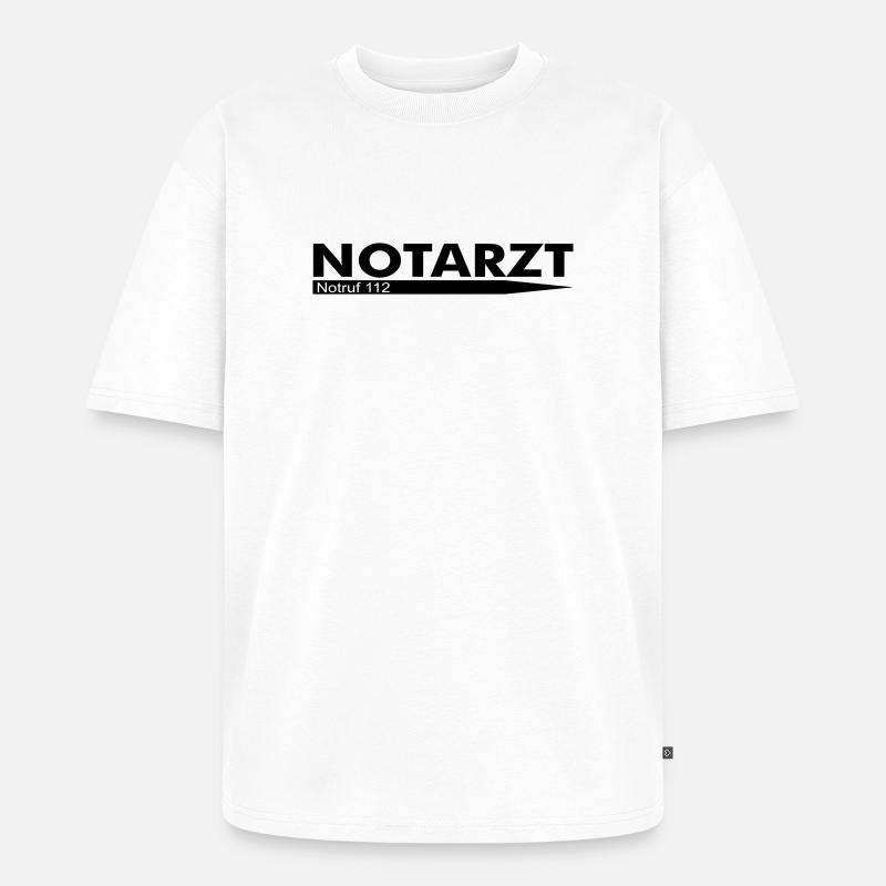 Notarzt Notruf 112 - Unisex Premium Oversized Bio T-Shirt - Weiß