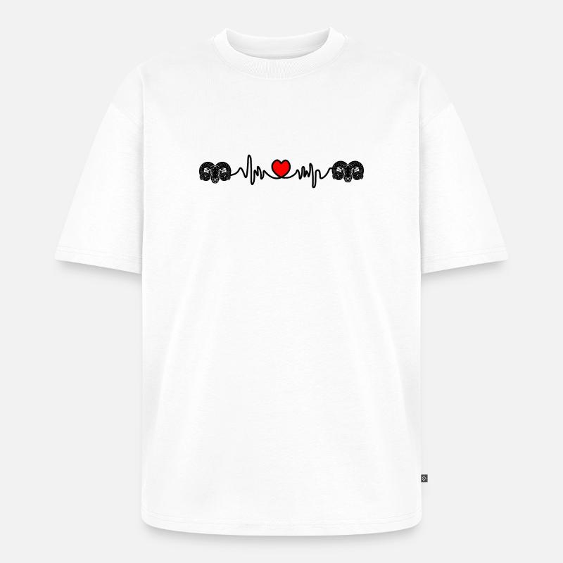 Herzfrequenz Cardio Ram Ram Ram - Unisex Premium Oversized Bio T-Shirt - Weiß
