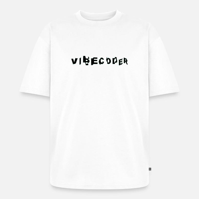 VibeCoder Glitch Neon - T-shirt Premium bio oversize Unisexe - blanc