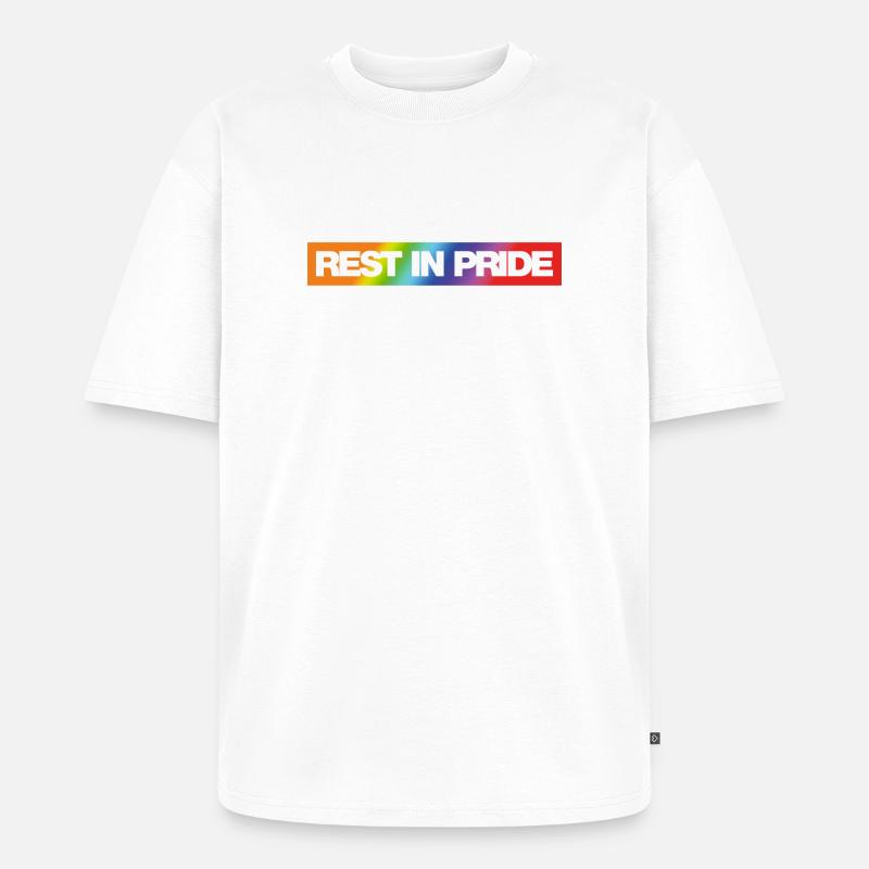 REST IN PRIDE (R.I.P.) Rainbow - Unisex Premium Oversized Bio T-Shirt - Weiß