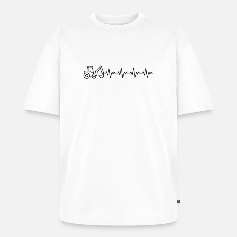 Bagger Baggern Baggerfahrer EKG Herzschlag - Unisex Premium Oversized Bio T-Shirt - Weiß