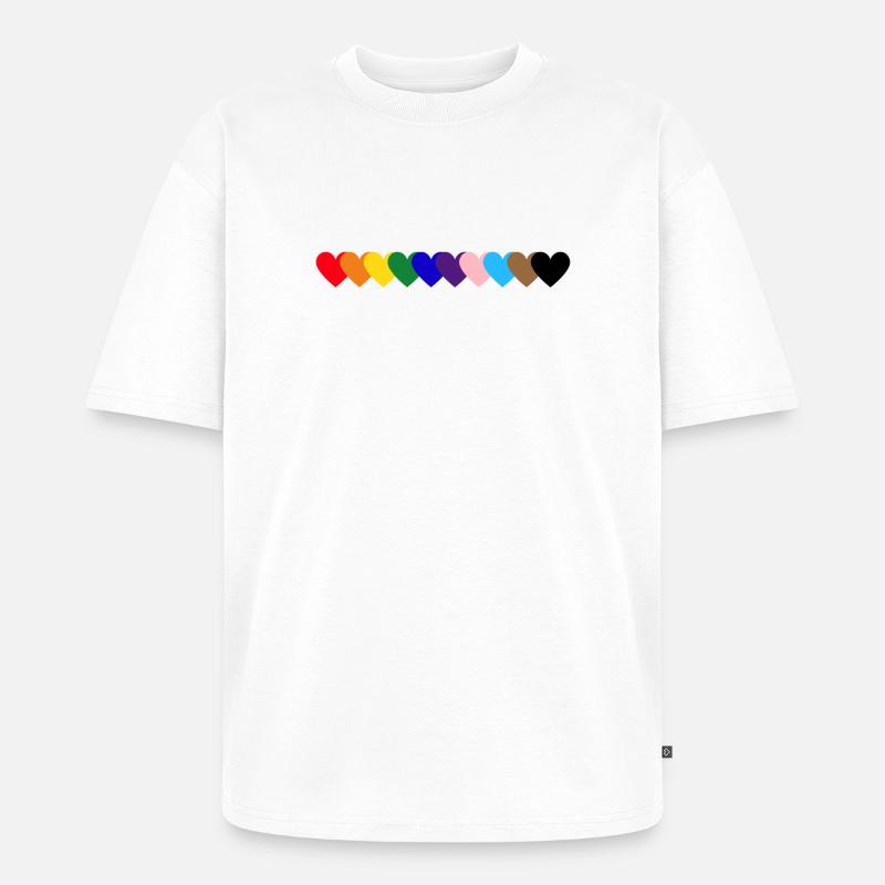 Regenbogen Herzen Pride - Unisex Premium Oversized Bio T-Shirt - Weiß