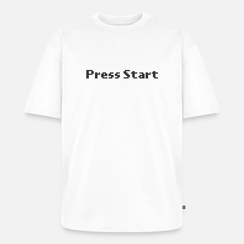 press start - space invader - Unisex Premium Oversized Bio T-Shirt - Weiß