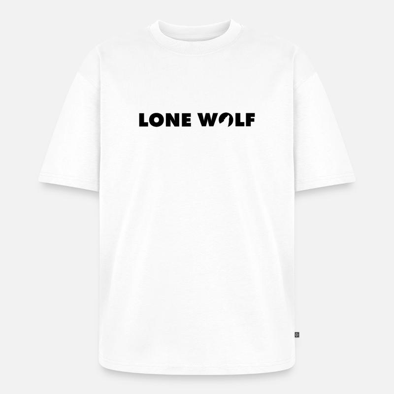 Wolf Lonewolf Schrifzug in schwarz - Unisex Premium Oversized Bio T-Shirt - Weiß