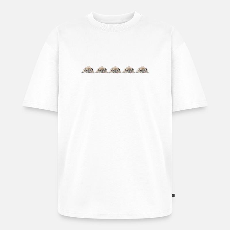 5 Möpse - Unisex Premium Oversized Bio T-Shirt - Weiß