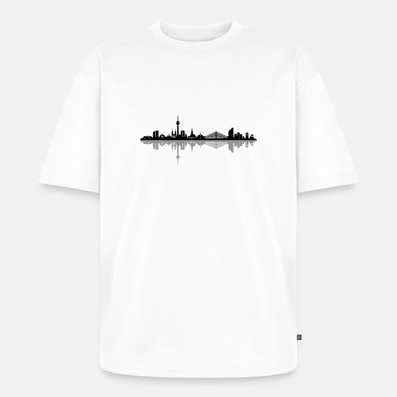 Skyline - Düsseldorf - Unisex Premium Oversized Bio T-Shirt - Weiß