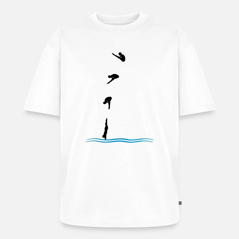Turmspringen - Unisex Premium Oversized Bio T-Shirt - Weiß