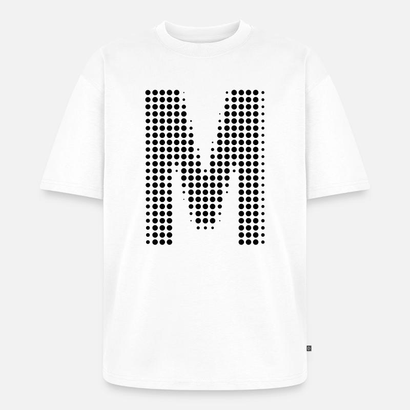 M Buchstabe Punkte Anfangsbuchstabe Geschenk - Unisex Premium Oversized Bio T-Shirt - Weiß