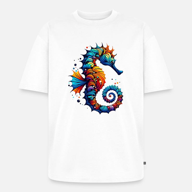 Seepferdchen - Unisex Premium Oversized Bio T-Shirt - Weiß