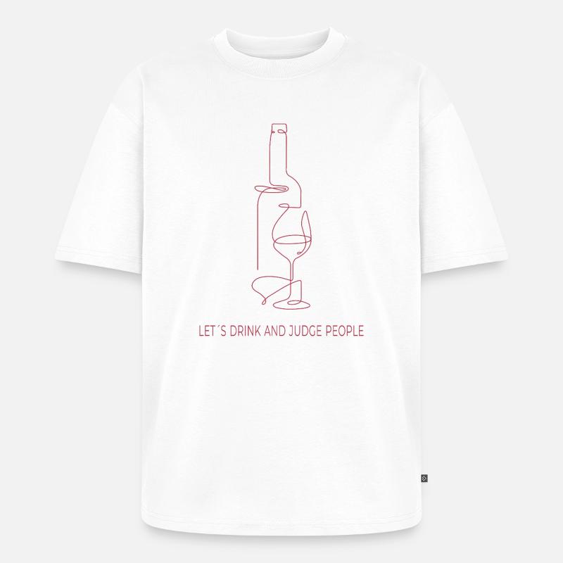 Drinks & Judging – One Line Art - Unisex Premium Oversized Bio T-Shirt - Weiß