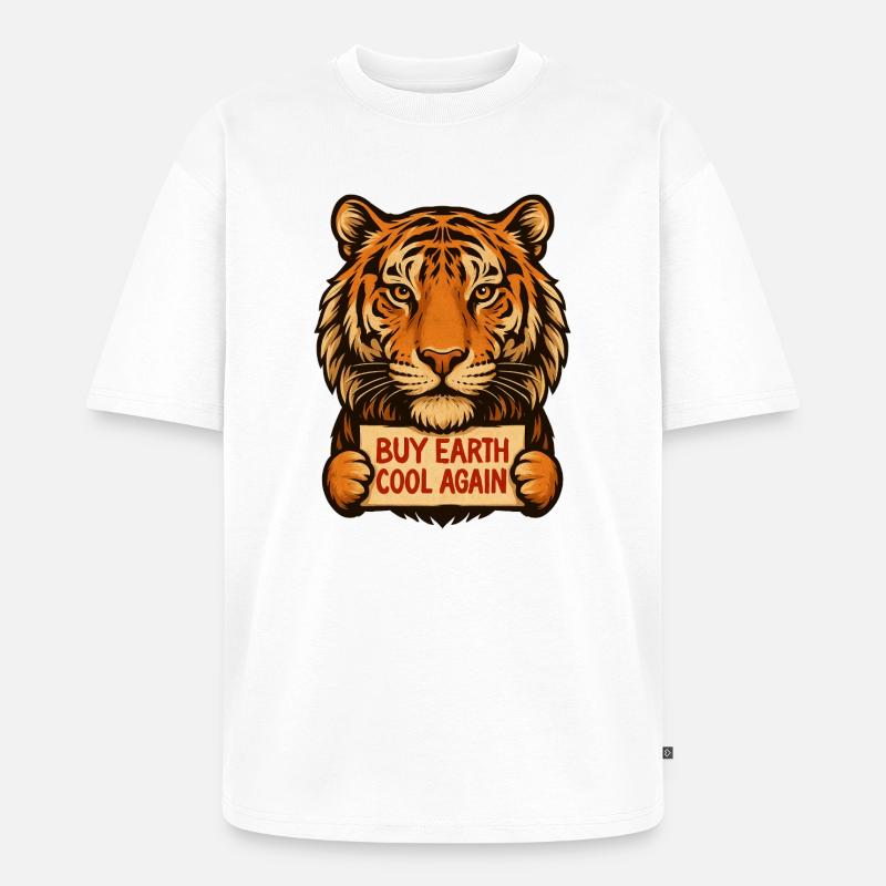 Tiger sagt: Make Eath Cool Again - Unisex Premium Oversized Bio T-Shirt - Weiß