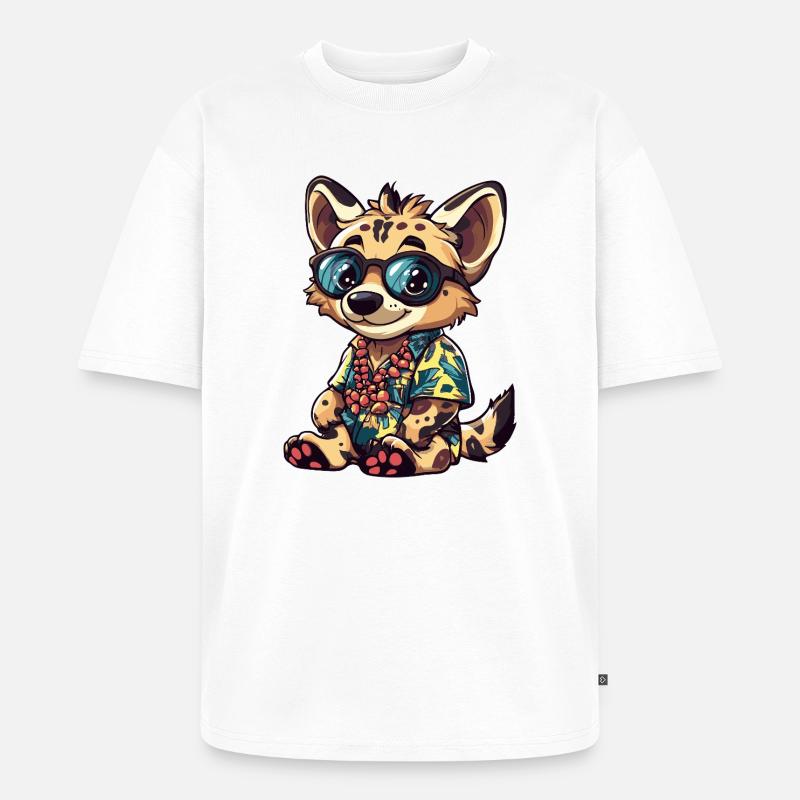 Hyäne Comic Urlaub - Unisex Premium Oversized Bio T-Shirt - Weiß