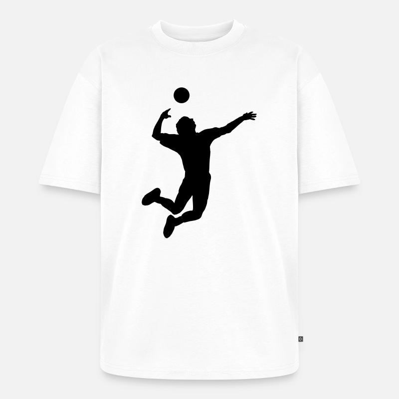 Volleyball gesprungen Schlag oder Service - Unisex Premium Oversized Bio T-Shirt - Weiß