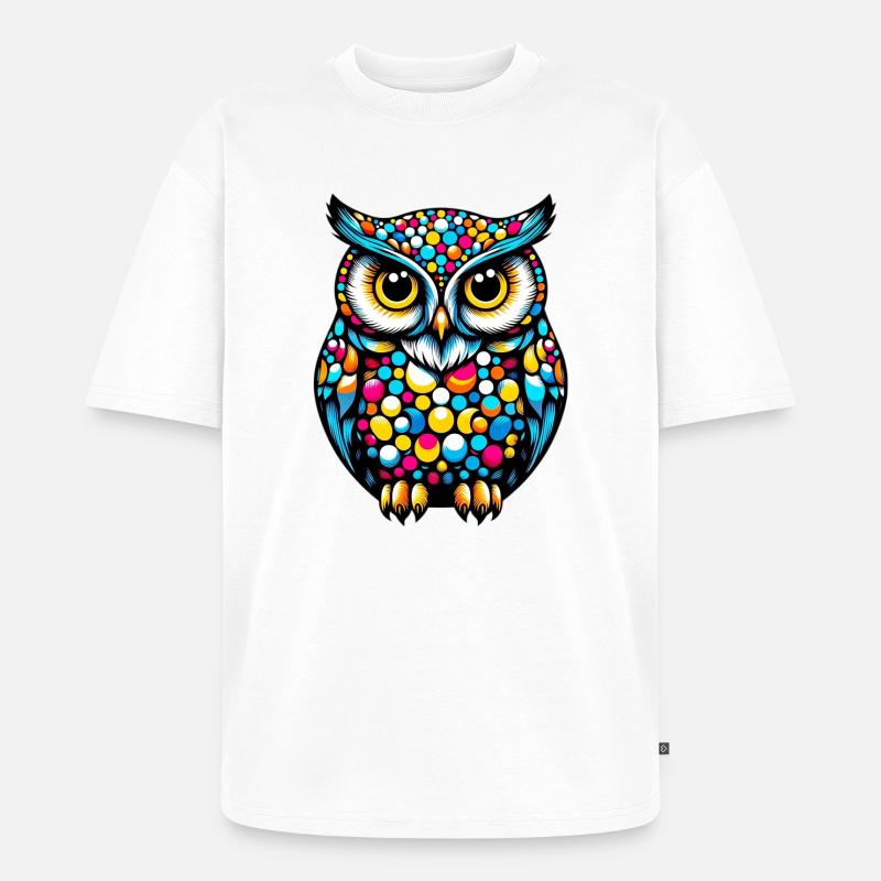 Eule - Unisex Premium Oversized Bio T-Shirt - Weiß