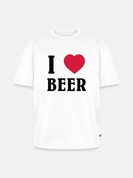 I Love Beer - Unisex Premium Oversized Organic T-Shirt - white